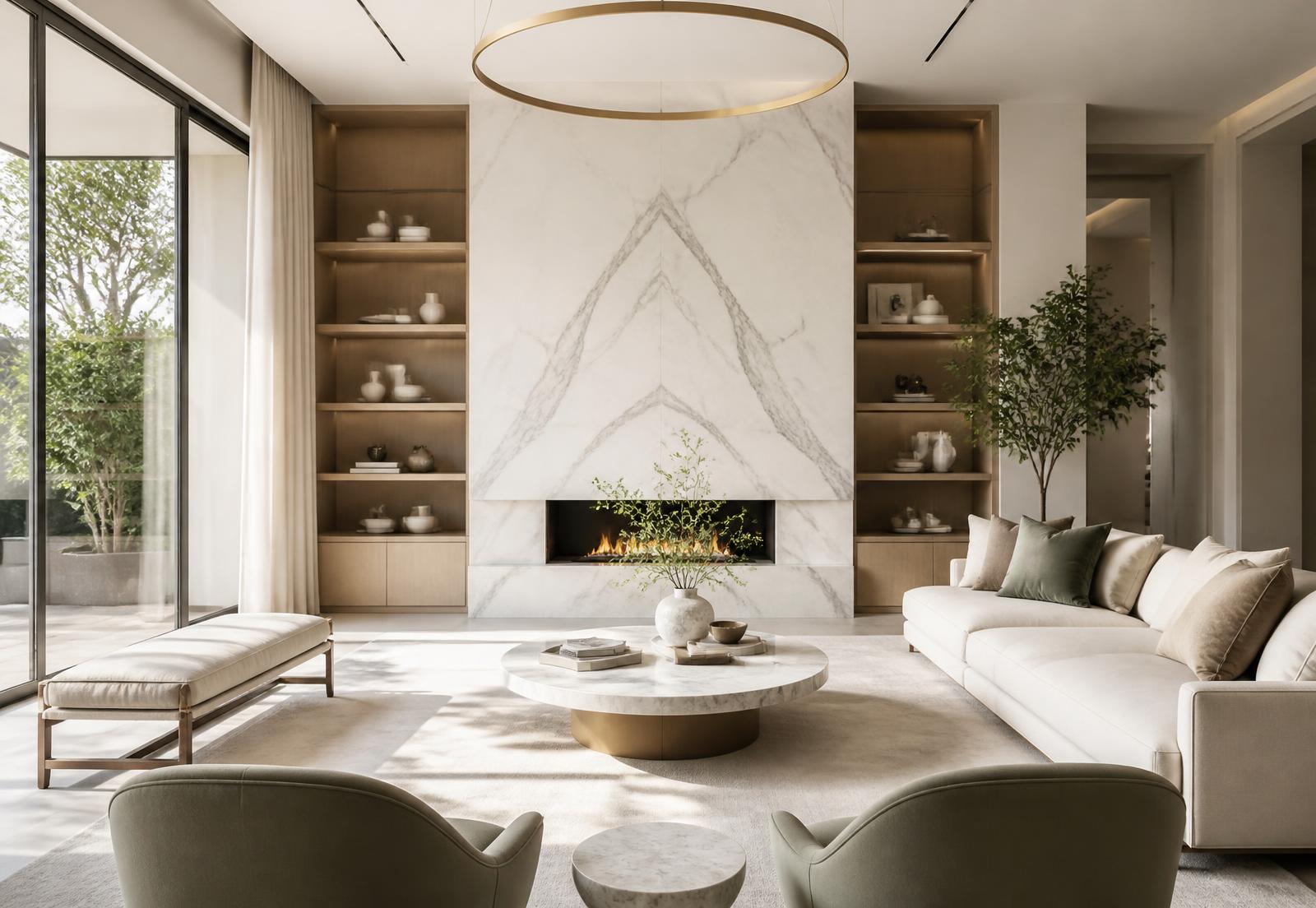Freshly cleaned luxury living room bathed in natural light